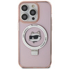 Etui Karl Lagerfeld Ring Stand Choupette Head MagSafe do iPhone 15 Pro Max - różowe