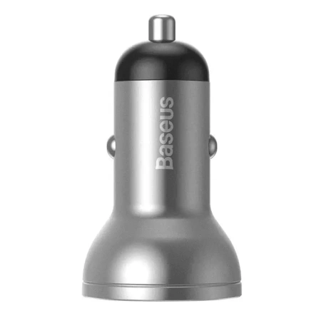 Baseus ładowarka samochodowa 2x USB 4,8A 24W z LCD srebrny (CCBX-0S)