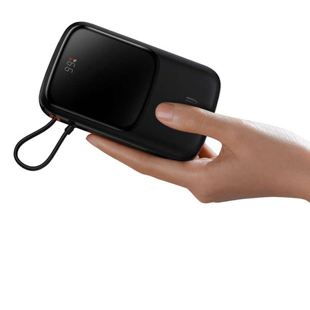 Powerbank 10000 mAh 20 W Baseus Qpow Pro Overseas Edition + USB C 3A Kabel – Schwarz