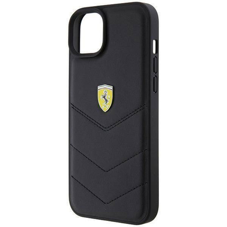 Etui Ferrari Quilted Metal Logo do iPhone 15 Plus - czarne