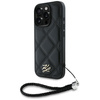 Original Handyhülle IPHONE 16 PRO MAX Karl Lagerfeld Quilted Initial Logo & Chain Strap schwarz