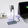 Hub USB-C 14 w 1 Wozinsky WDS03Y5S wielofunkcyjny, aluminiowy, do 3 monitorów, z kablem 15 cm  - szary