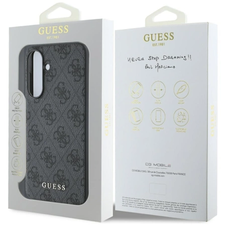 Guess 4G Metal Gold Logo Case for Samsung Galaxy A36 - Black
