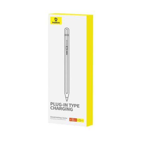 Baseus Smooth Writing 2 stylus with active tip for iPad + USB-A - Lightning cable and replaceable tip - white