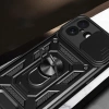 Etui Hybrid Armor Camshield na iPhone 17 pancerne z podstawką i osłoną aparatu - czarne