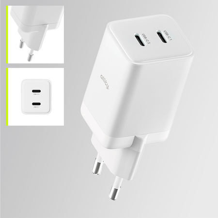 Allity ładowarka sieciowa GaN PD QC ATC-01-45WCC 2x USB-C 45W biała