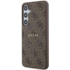 Guess 4G Collection Leder-Metall-Logo MagSafe-Hülle für Samsung Galaxy S24+ – braun