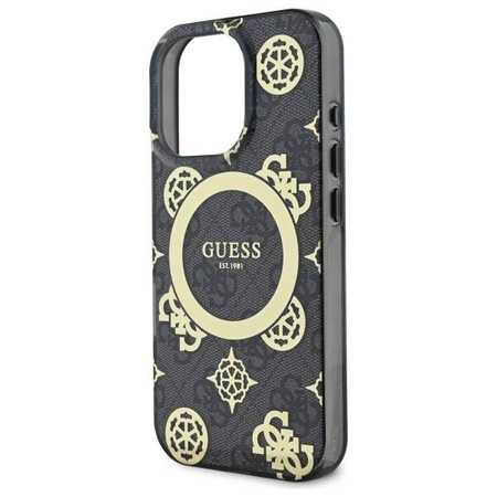 Original Case IPHONE 16 PRO Guess Hardcase IML Peony On 4G Background MagSafe (GUHMP16LH4PYEEK) black