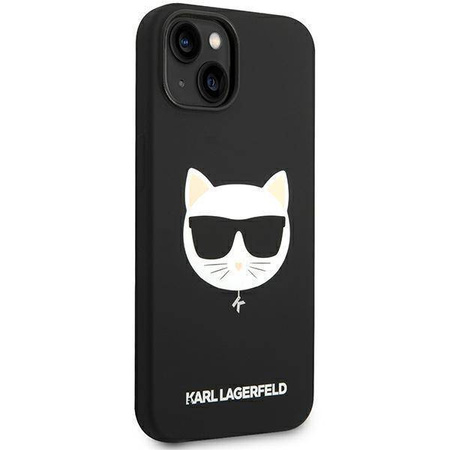 Original Handyhülle IPHONE 14 PLUS Karl Lagerfeld Hardcase Silicone Choupette Head Magsafe schwarz