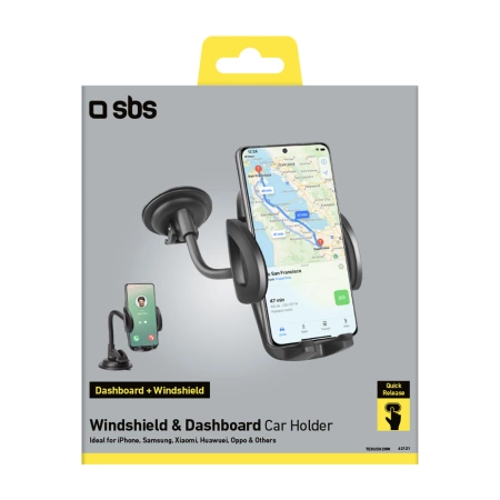 SBS TE0UCH20W Smartphone Holder for 6.8&quot; on Glass - Black