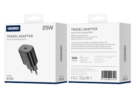 Ładowarka Sieciowa 25W PD 1xUSB-C Jellico EU25 czarna
