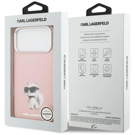Karl Lagerfeld IML Aquarelle Choupette & Logo MagSafe Case for iPhone 17 Pro Max - Pink