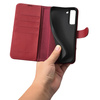 iCarer Haitang Leather Wallet Case for Samsung Galaxy S22+ (S22 Plus) genuine leather cover red (AKSM05RD)