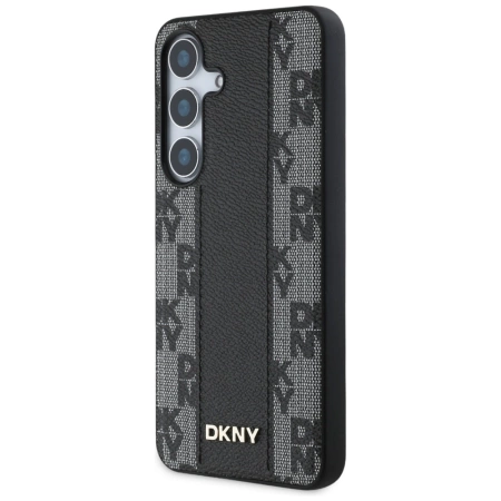 DKNY Leather Checkered Pattern MagSafe-Hülle für Samsung Galaxy S25 schwarz