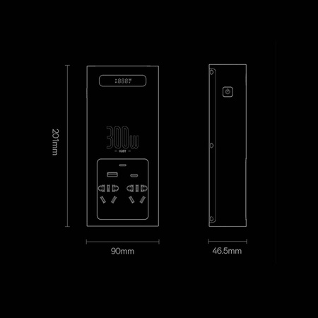 Baseus IGBT samochodowa przetwornica inwerter prądu 300W 220V (wtyczka CN/EU) czarny (CGNB010101)