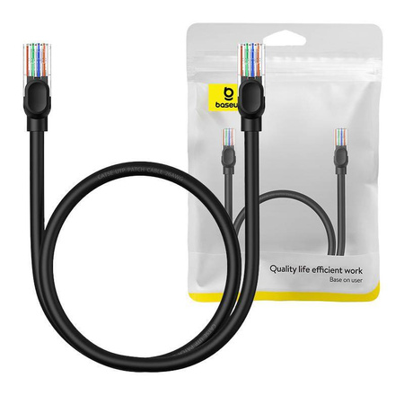 Kabel Ethernet Baseus High Speed Cat 5 RJ-45 1000Mb/s 0.5m okrągły - czarny