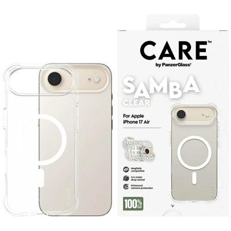 CARE by PanzerGlass Modisches Samba Case mit weißem MagSafe für iPhone Air - Transparent