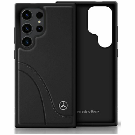 Original Case SAMSUNG GALAXY S25 ULTRA Mercedes Leather Curved Stitches black