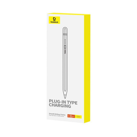 BASEUS rysik do telefonu pojemnościowy Stylus Writing 2 Lite LED (wersja aktywna + kabel USB A do Lightning 8-pin) 130 mAh biały P80015806211-03/BS-PS028