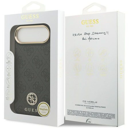 GUESS futerał do IPHONE 17 Air kompatybilny z MagSafe GUHMP17MP4GRMDEK (PU W/ 4G Strass Logo) czarny