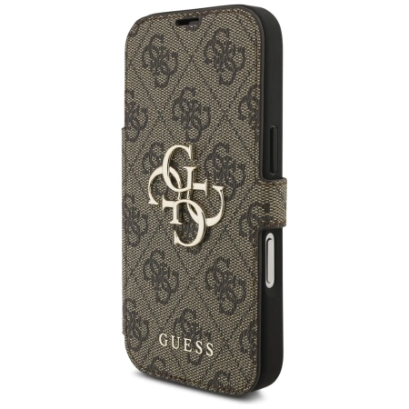 Etui Guess Book 4G Metal Logo na iPhone 17 Pro - brązowe