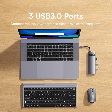 Hub 6w1 Baseus StarJoy Series, USB-C do HDMI + 3 x USB 3.0 + USB-C PD + RJ45 
