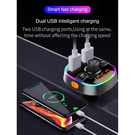 Transmiter FM MP3 z bluetooth 5.0 + czytnik kart pamieci + 2xUSB QC3.0 BC52L