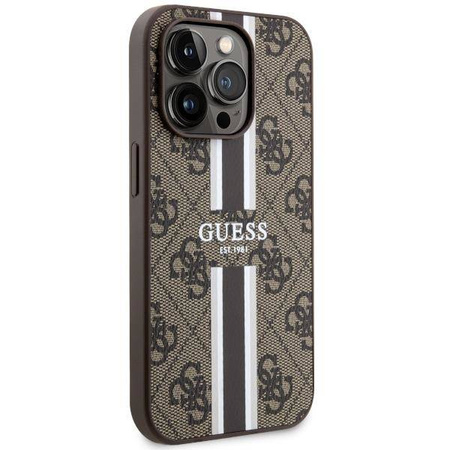 Guess GUHMP14XP4RPSW iPhone 14 Pro Max 6.7&quot; brown/brown hardcase 4G Printed Stripes MagSafe