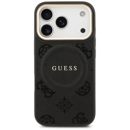 Etui Guess Peony Hot Stamp MagSafe na iPhone 17 Pro - czarne