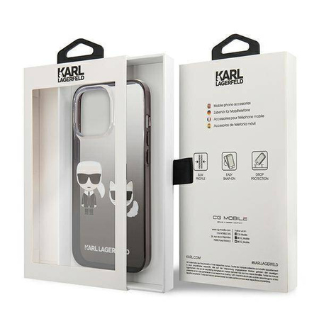 Karl Lagerfeld KLHCP13LTGKCK iPhone 13 Pro / 13 6,1" Hardcase schwarz / schwarz Gradient Ikonik Karl & Choupette