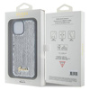 Etui Guess Sequin Script Metal na iPhone 15 - srebrne