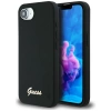 Guess Silikon Script Metal Logo MagSafe iPhone 16e Hülle - Schwarz