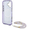 Guess Palm Trees Triangle Pearl Strap MagSafe - Etui do iPhone 16 (fioletowy)