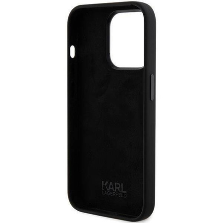 Karl Lagerfeld Silikon Karl&amp;Choupette Head Hülle für iPhone 15 Pro – Schwarz
