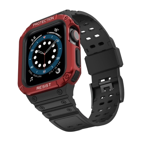 Schutzarmband für Apple Watch 38/40/41 mm Panzergehäuse-Armband - Schwarz, Rot
