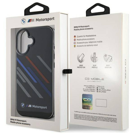 Original Case IPHONE 16 PLUS BMW Hardcase Motosport IML Random Stripes (BMHCP16M23HTRAK) black