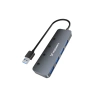 USB-A Hub Wozinsky WHS080YSS 4 x USB-A 3.0 mit einzelnen Schaltern, Aluminium, mit 30 cm Kabel - grau