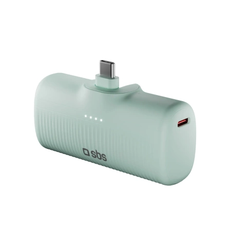 SBS EcoPower 5000 mAh 10W Powerbank mit integriertem USB-C-Anschluss - Grün