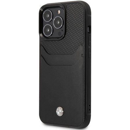 Oryginalne Etui IPHONE 14 PRO MAX BMW Leather Card Slot (BMHCP14X22RSEPK) czarne