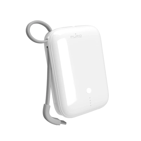 Powerbank Puro Power Link 10 Plus 10000 mAh z wbudowanym kablem USB-C – biały