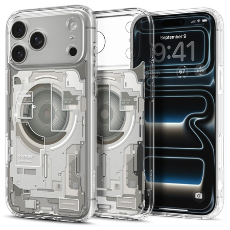 SPIGEN futerał ULTRA HYBRID MAG kompatybilny z MagSafe do IPHONE 17 Pro zero one natural titanium