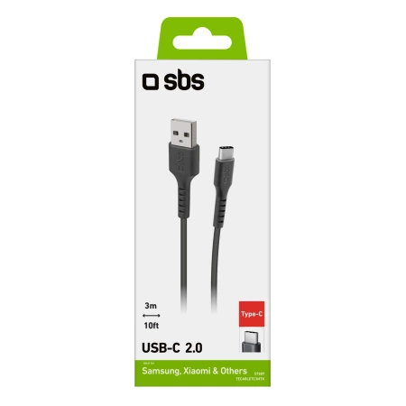 Kabel SBS TECABLETC3MTK USB-A - USB-C 3m - czarny