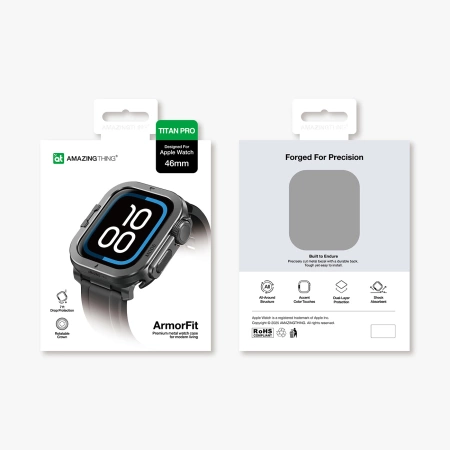 AmazingThing Titan Pro Metallgehäuse für Apple Watch 11 46 mm, Aluminium, Schwarz