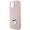 Karl Lagerfeld Silikon Choupette Metall Pin Hülle für iPhone 15 Plus / 14 Plus – Rosa