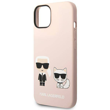 Original Case IPHONE 14 Karl Lagerfeld Hardcase Silicone Karl & Choupette Magsafe (KLHMP14SSSKCI) pink