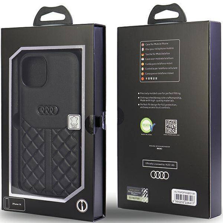 Audi Echtleder iPhone 14 6,1&quot; schwarz/schwarz Hardcase AU-TPUPPCIP14-Q8/D1-BK