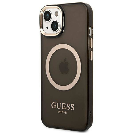Guess Gold Outline Translucent MagSafe - Etui iPhone 14 (czarny)