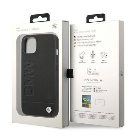 Original Case IPHONE 14 PLUS BMW Leather Stamp (BMHCP14MSLLBK) black
