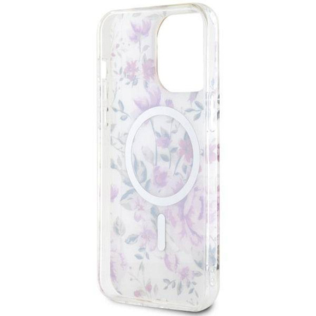 Guess GUHMP14LHCFWST iPhone 14 Pro 6.1" transparent hardcase Flower MagSafe