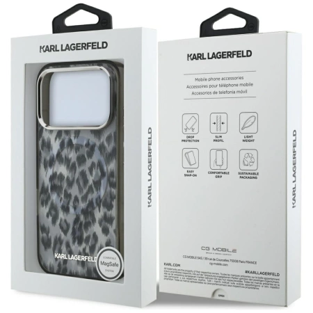 Karl Lagerfeld IML Leopard Pattern MagSafe Case für iPhone 17 Pro - Schwarz